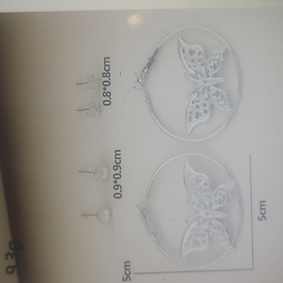 Beautiful butterfly headband/crown and 3 pairs of earrings. - Picture 7 of 9